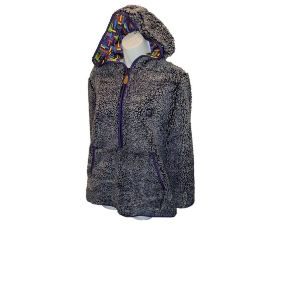 USA Palm Reversible Rainbow Navy Sherpa 1/4 Zip Pullover UNISEX Women MD Mens SM - Picture 5 of 11